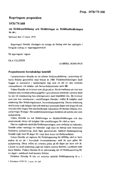 Omslaget till prop. 1978/79:168