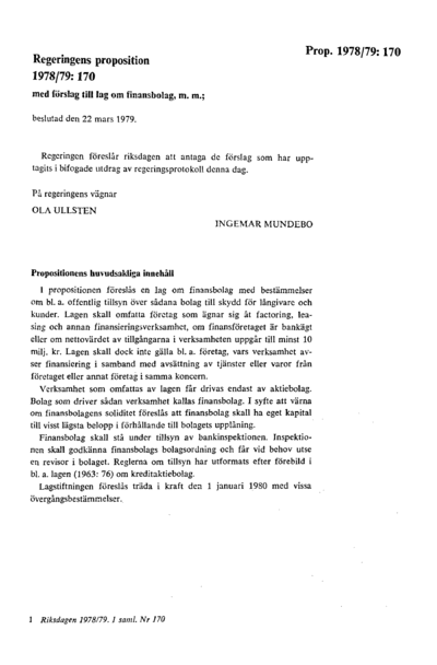 Omslaget till prop. 1978/79:170