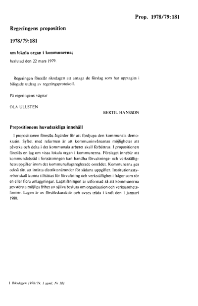 Omslaget till prop. 1978/79:181