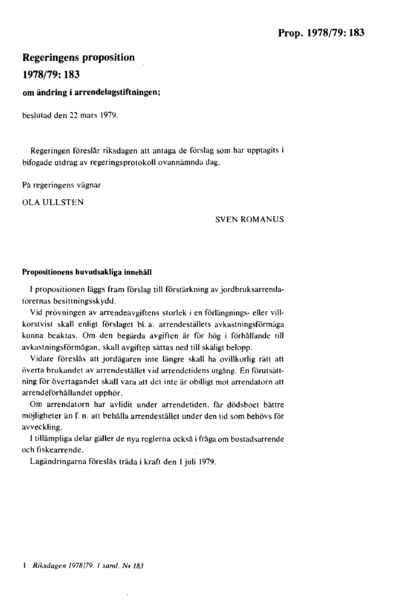 Omslaget till prop. 1978/79:183