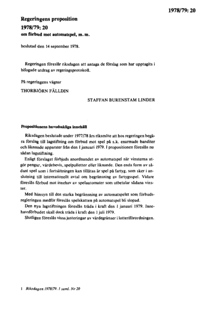 Omslaget till prop. 1978/79:20
