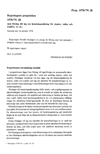 Omslaget till prop. 1978/79:28