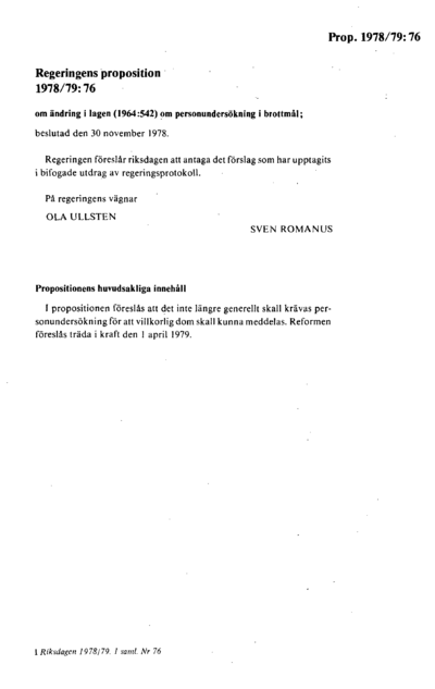 Omslaget till prop. 1978/79:76