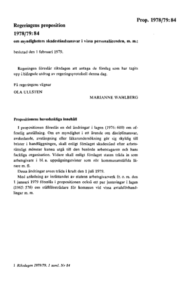 Omslaget till prop. 1978/79:84