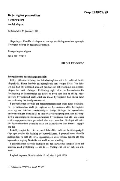 Omslaget till prop. 1978/79:89