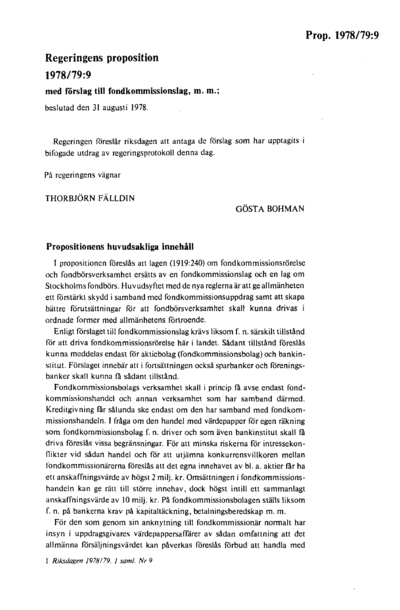 Omslaget till prop. 1978/79:9
