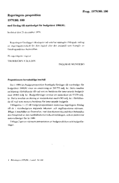 Omslaget till prop. 1979/80:100