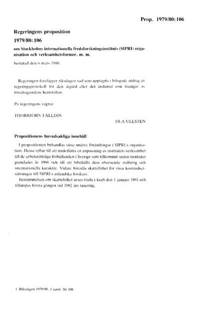 Omslaget till prop. 1979/80:106