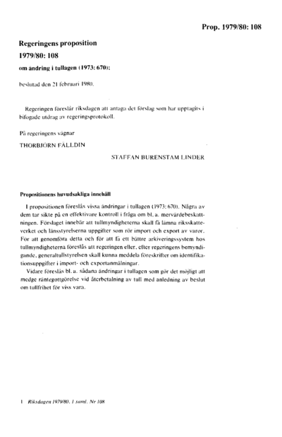 Omslaget till prop. 1979/80:108