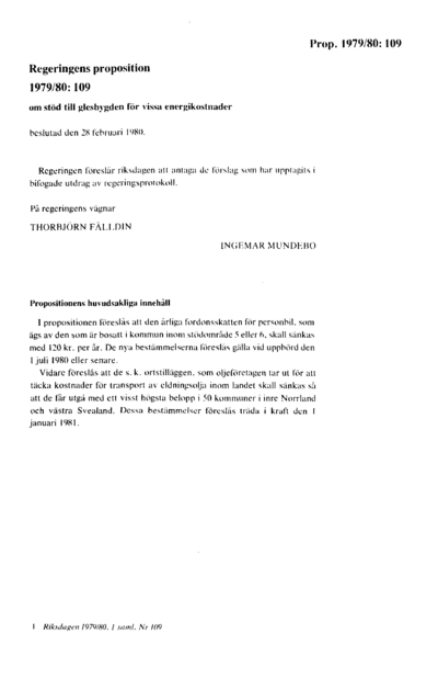 Omslaget till prop. 1979/80:109