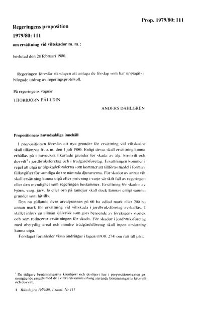 Omslaget till prop. 1979/80:111