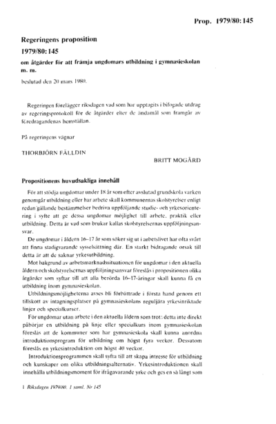 Omslaget till prop. 1979/80:145