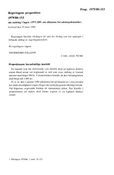 Omslaget till prop. 1979/80:153
