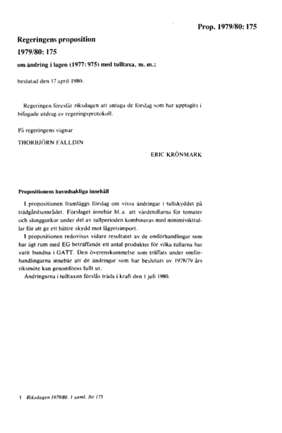 Omslaget till prop. 1979/80:175