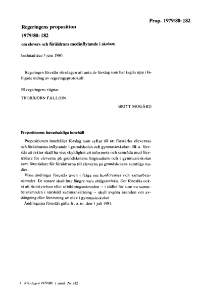Omslaget till prop. 1979/80:182