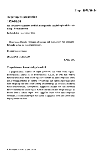 Omslaget till prop. 1979/80:54