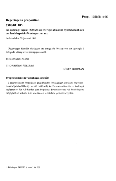 Omslaget till prop. 1980/81:105