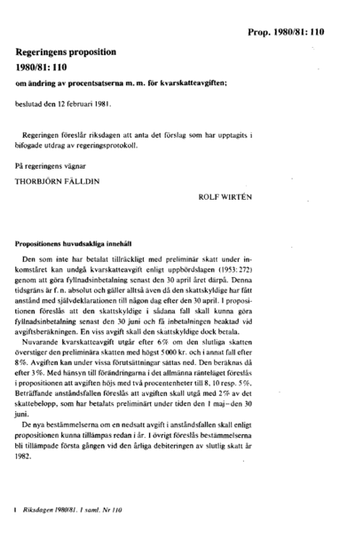 Omslaget till prop. 1980/81:110