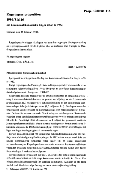 Omslaget till prop. 1980/81:116