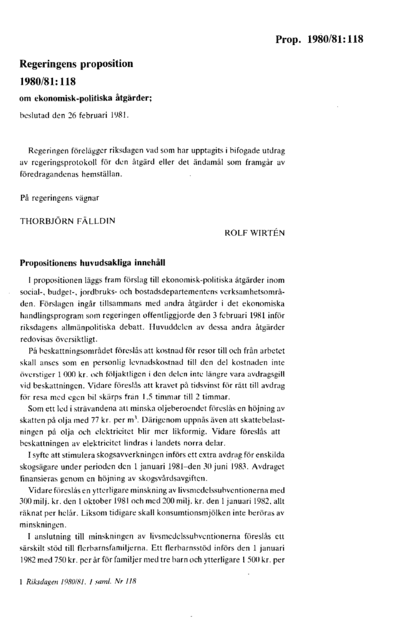 Omslaget till prop. 1980/81:118