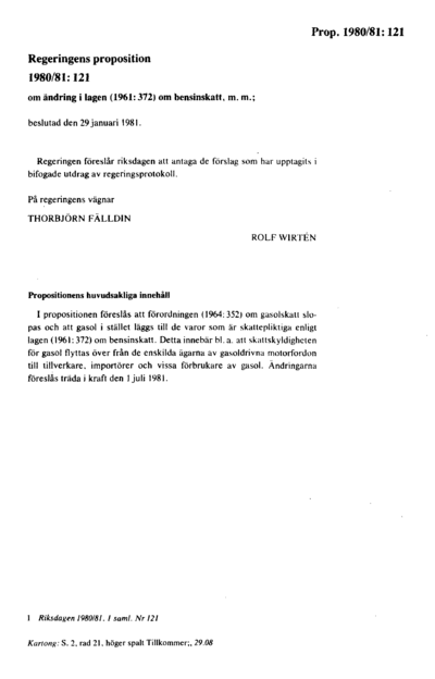 Omslaget till prop. 1980/81:121