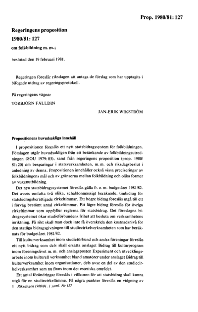 Omslaget till prop. 1980/81:127