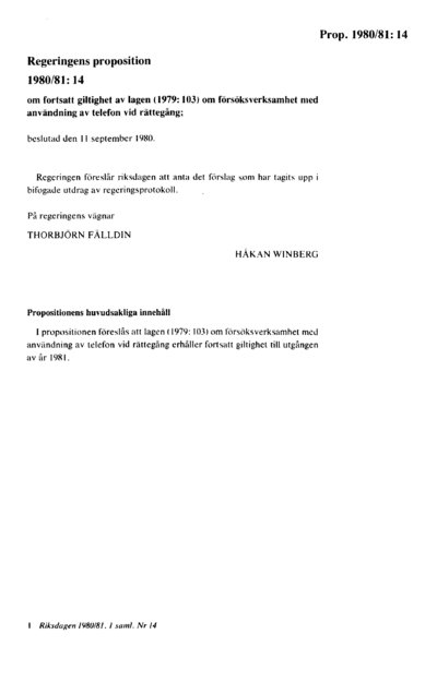 Omslaget till prop. 1980/81:14