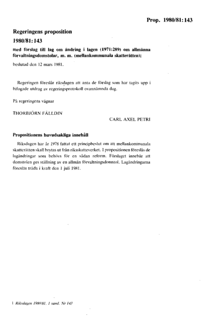 Omslaget till prop. 1980/81:143