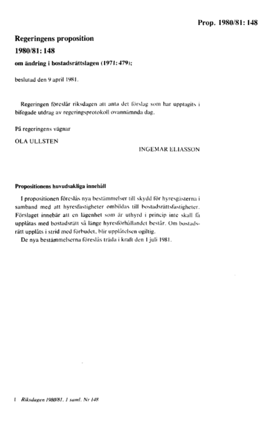 Omslaget till prop. 1980/81:148