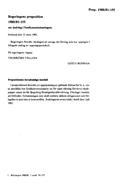 Omslaget till prop. 1980/81:155