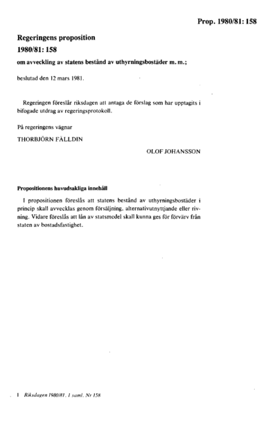 Omslaget till prop. 1980/81:158