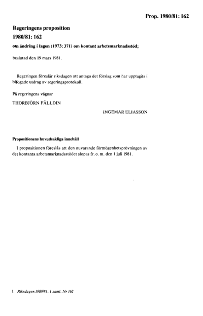 Omslaget till prop. 1980/81:162