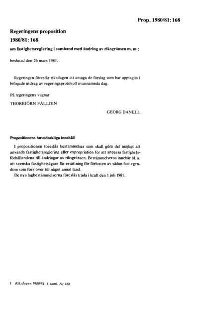 Omslaget till prop. 1980/81:168