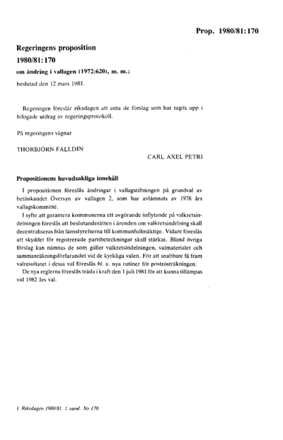 Omslaget till prop. 1980/81:170