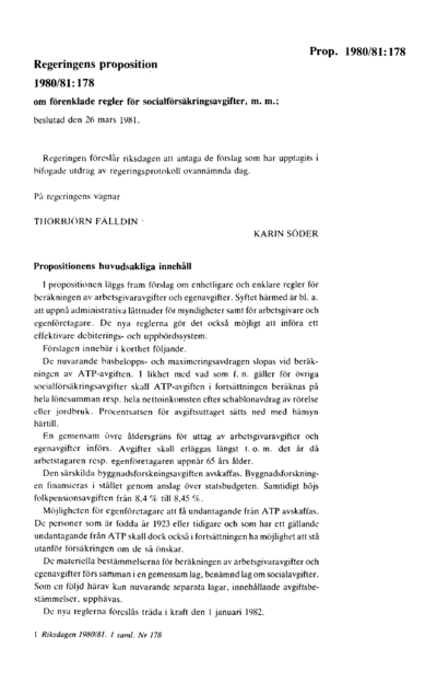 Omslaget till prop. 1980/81:178