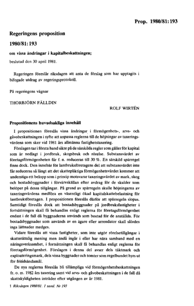 Omslaget till prop. 1980/81:193