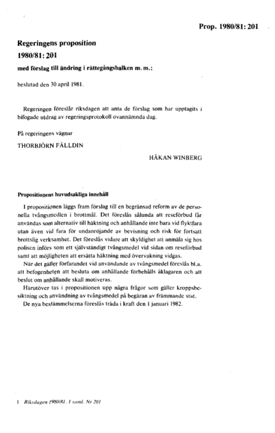 Omslaget till prop. 1980/81:201