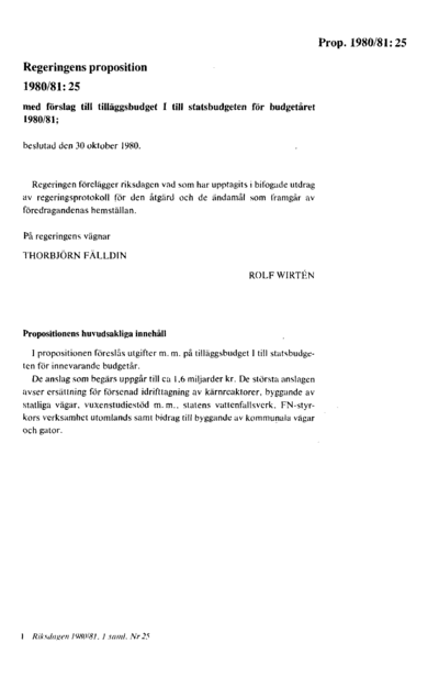 Omslaget till prop. 1980/81:25