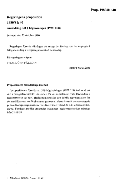 Omslaget till prop. 1980/81:40