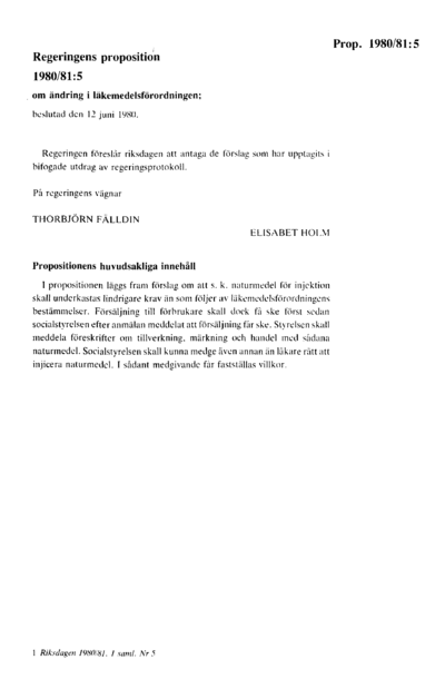 Omslaget till prop. 1980/81:5