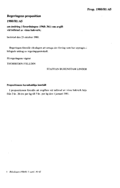 Omslaget till prop. 1980/81:65