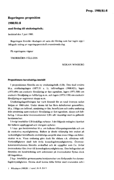Omslaget till prop. 1980/81:8