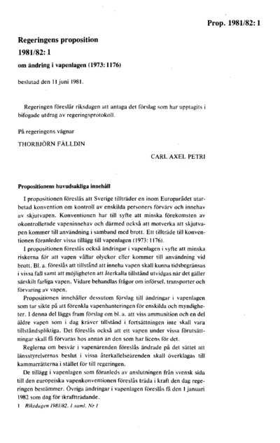 Omslaget till prop. 1981/82:1