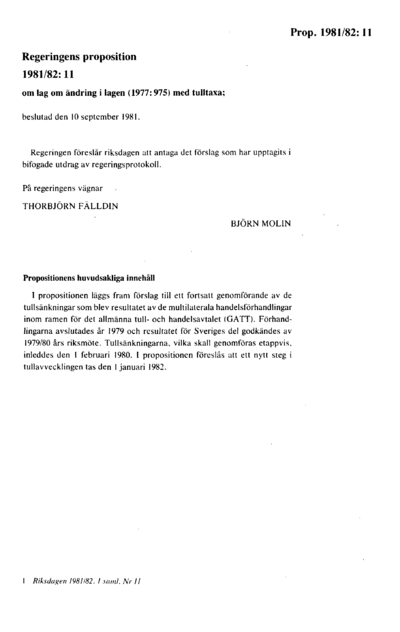 Omslaget till prop. 1981/82:11