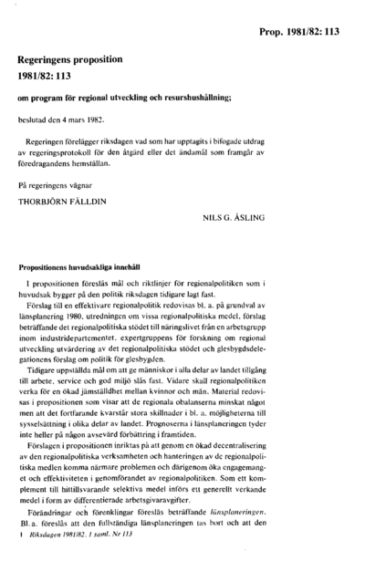 Omslaget till prop. 1981/82:113