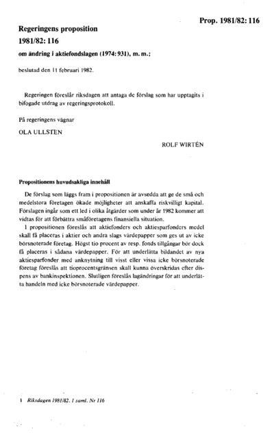 Omslaget till prop. 1981/82:116