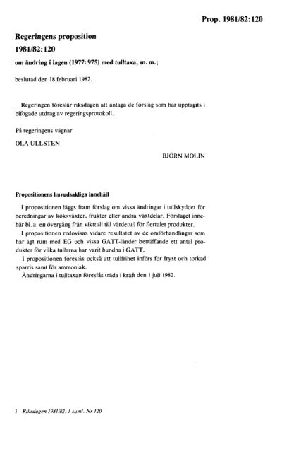Omslaget till prop. 1981/82:120