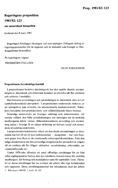 Omslaget till prop. 1981/82:123