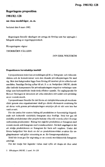 Omslaget till prop. 1981/82:128