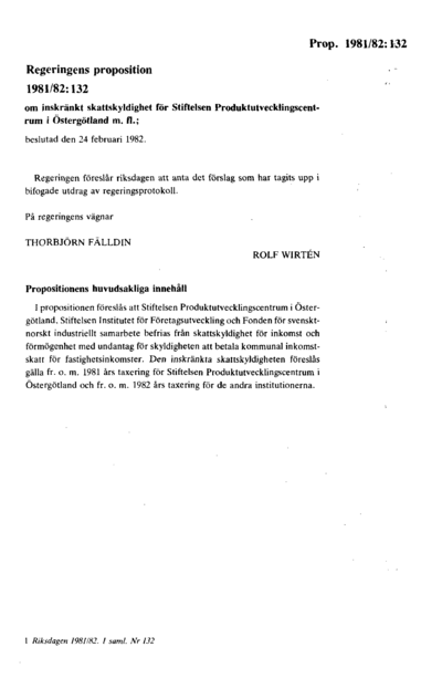 Omslaget till prop. 1981/82:132